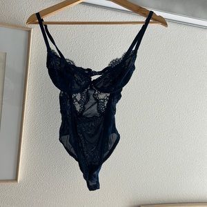 KAT THE LABEL Navy Lace Bodysuit - Only worn once
